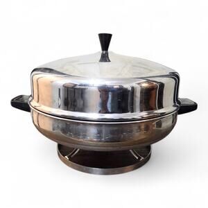 Vintage Farberware 12" Electric Fry Pan Model 335-A Stainless USA Aluminum Clad